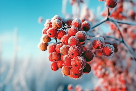 红色冷冻罗文浆果背景图片