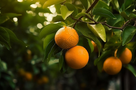 新鲜的橘子树图片