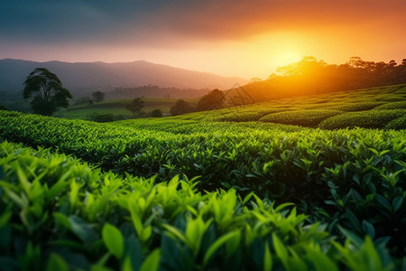 绿茶的种植背景图片