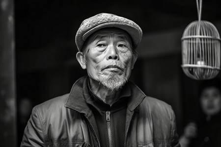 黑白的退休老人生活背景图片