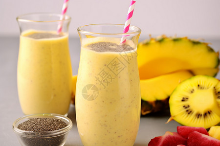 香蕉饮品水果混合高清图片