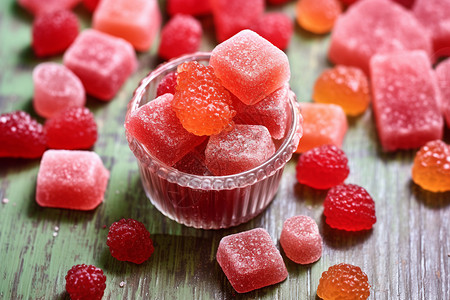红色的软糖草莓软糖高清图片