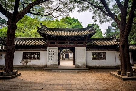 中式园林建筑背景图片