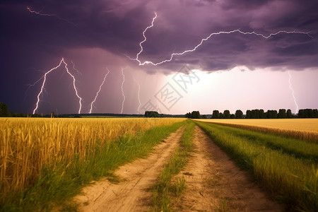 农田暴风雨的天气图片