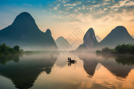 夕阳下的唯美风景图片