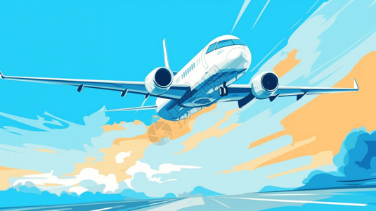 国际空中航线空中飞行的飞机插画