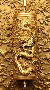 黄金龙素材黄金龙纹转经筒背景