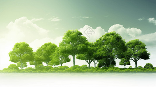 绿色发展理念环保绿色森林插画