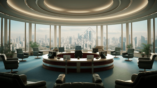 现代化办公大楼会议室图片
