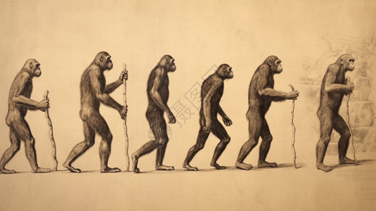 直立行走猿人高清图片