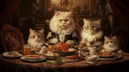 用餐的猫咪背景图片