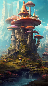 魔幻的蘑菇城堡图片