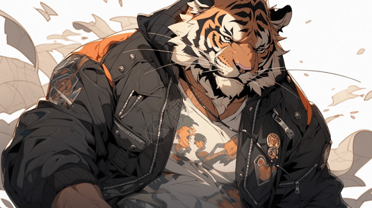 穿衣服的老虎背景图片