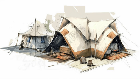 野营帐篷设计手稿:背景图片