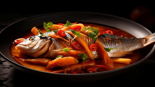 香辣红烧鱼烹饪黄鱼汤高清图片