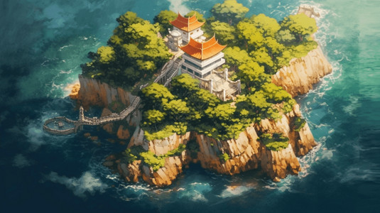 海岛上的房子背景图片