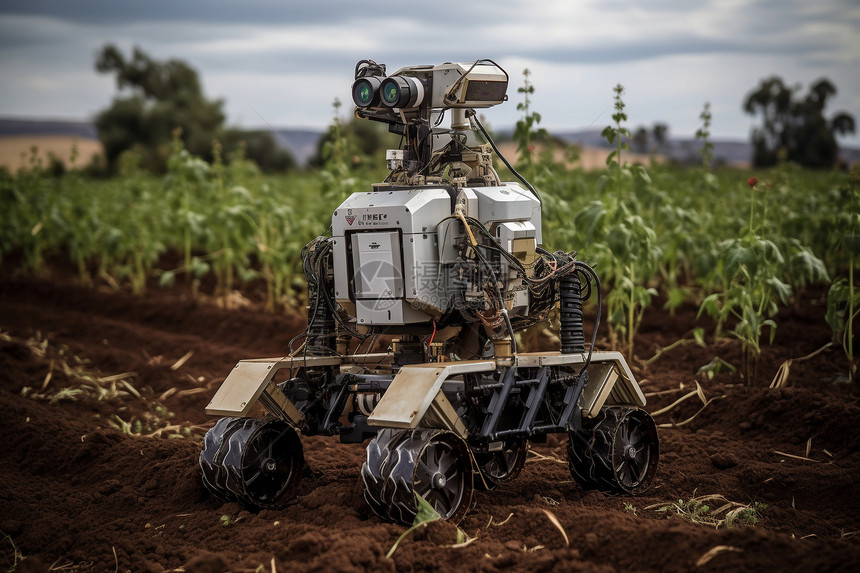 农场田地里的机器人图片