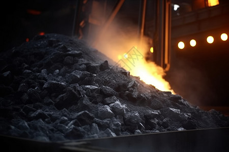 工厂内的工业煤堆图片