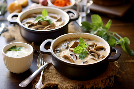 菌菇汤底营养的菌菇汤背景
