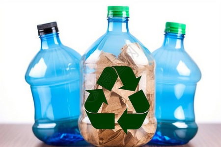 绿色环保材料蓝色塑料瓶子设计图片