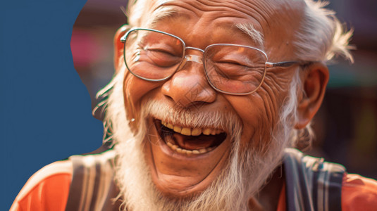 开心的年迈老人图片
