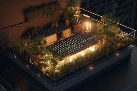城市阳台的花园图片