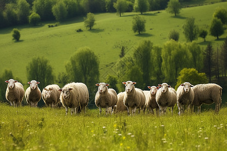 草原上的一群羊背景图片