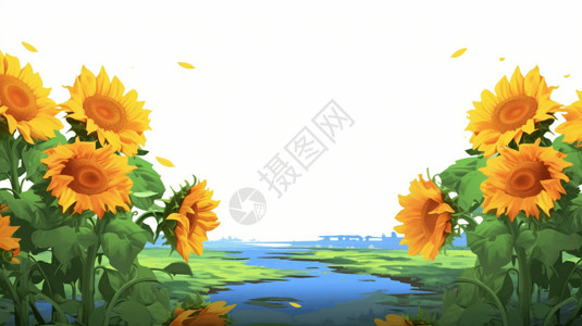 土地中美丽的向日葵背景图片
