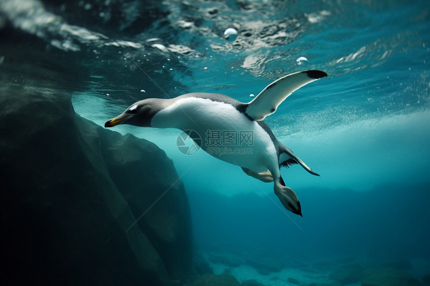 北极海洋里的企鹅图片