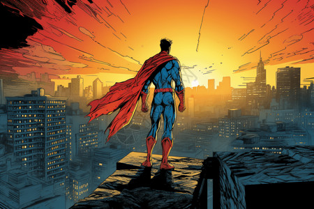 城市蜘蛛侠强大的超级英雄插画