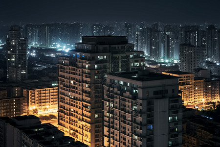 夜晚的城市建筑图片