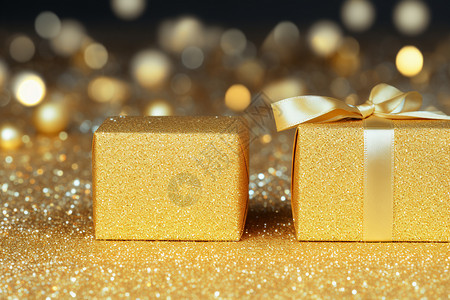 金色的节日礼盒背景图片