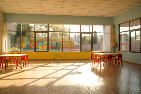 教室空旷室内活动室的内部场景背景