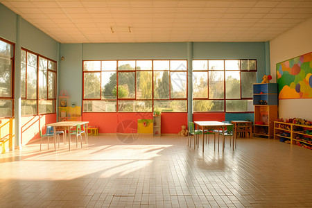 教室空旷室内幼儿园教室的内部场景背景