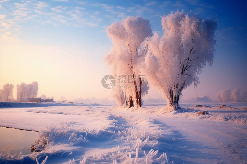 冬天户外的自然景观图片