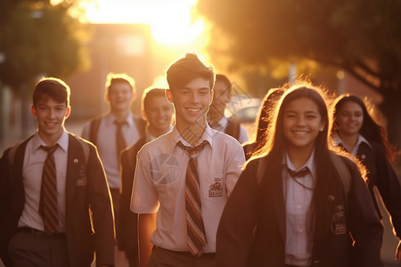 放学后的开心的学生背景图片