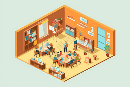 设计的复杂教室模型背景图片