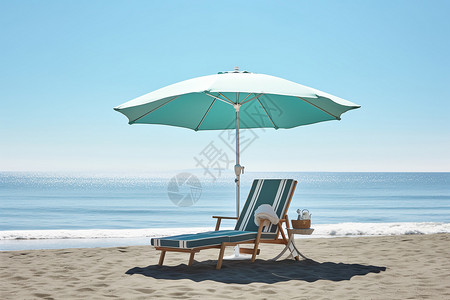 海滩上的日落沙滩椅图片