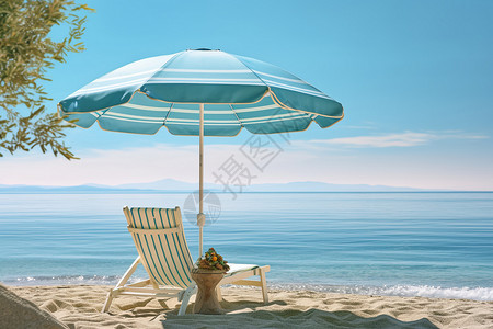 太阳伞沙滩椅太阳伞下的沙滩椅背景