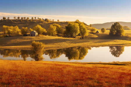 秋天乌兰布通草原的自然景观高清图片