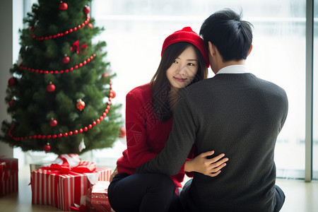 圣诞节的情侣背景图片