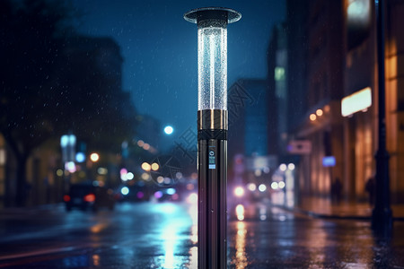 雨夜城市的路灯图片