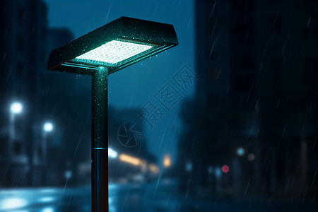 雨夜道路上的路灯图片