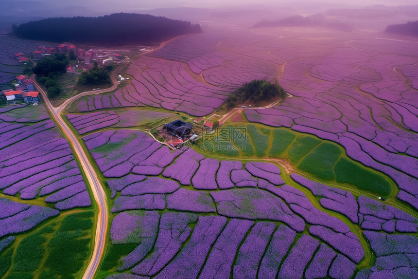 紫色花海田野图片