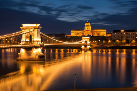 旅游城市大桥夜景图片