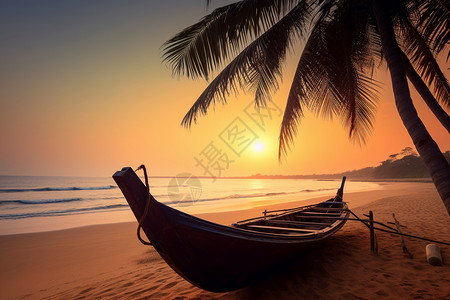 美丽的落日沙滩背景图片