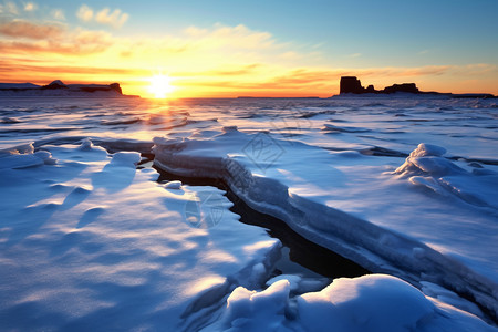 日落冰川风景图片