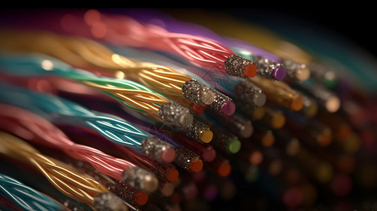 彩色的光纤电缆图片
