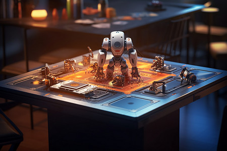 机器人与游戏板的先进传感器背景图片