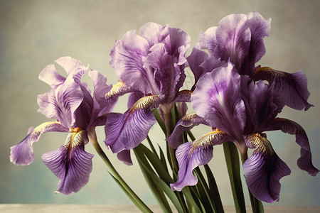 紫色花瓶美丽的紫色鸢尾花背景